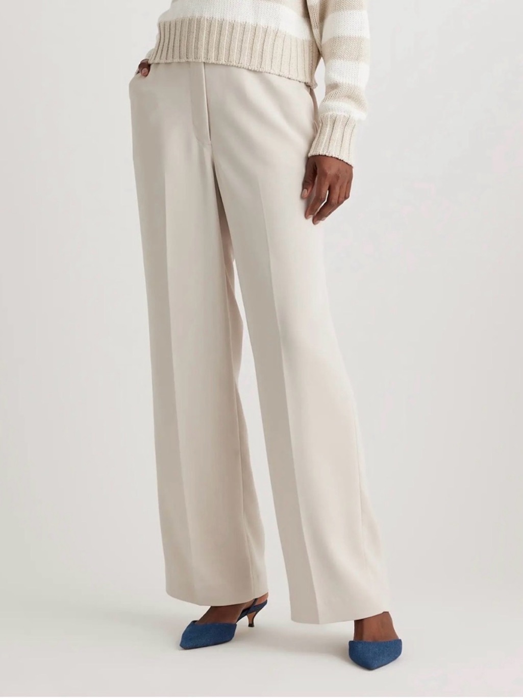 Quince 10 Wide Leg Crepe Work Pants Office Stretchy Flowy Comfy Minimalist